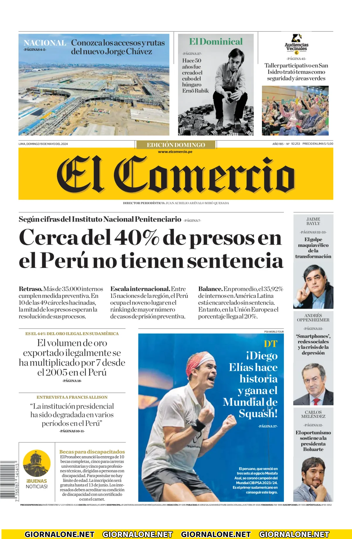 Prima pagina di El Comercio