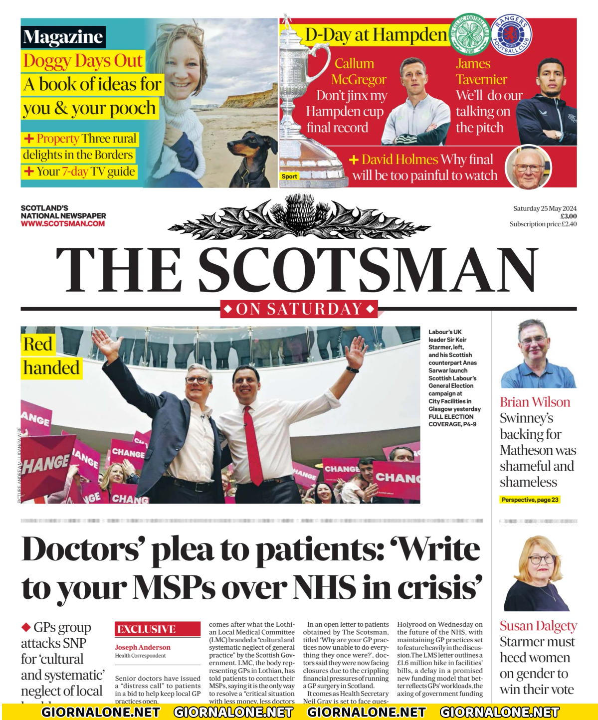 Prima pagina di The Scotsman