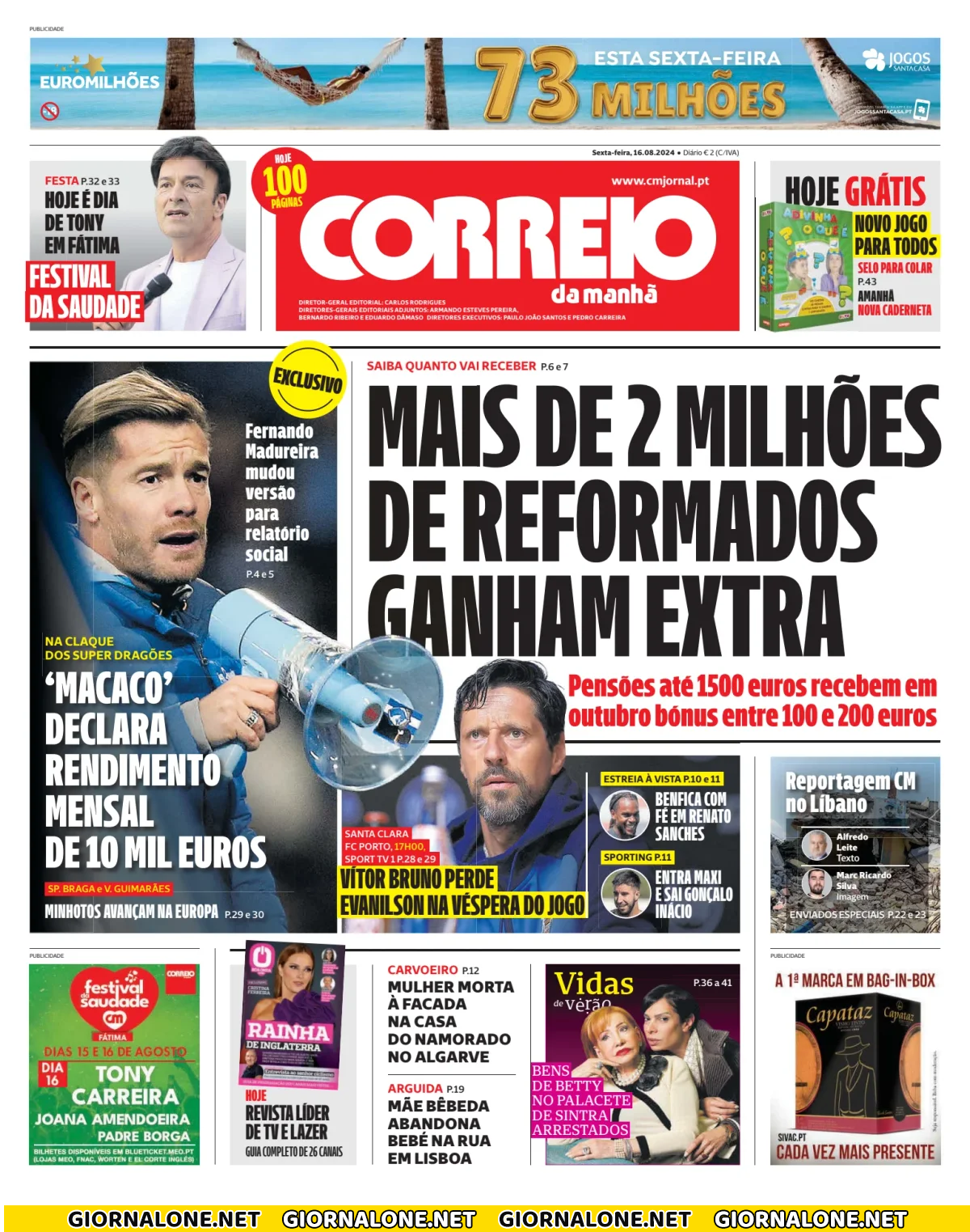 Prima pagina di Correio da Manhã