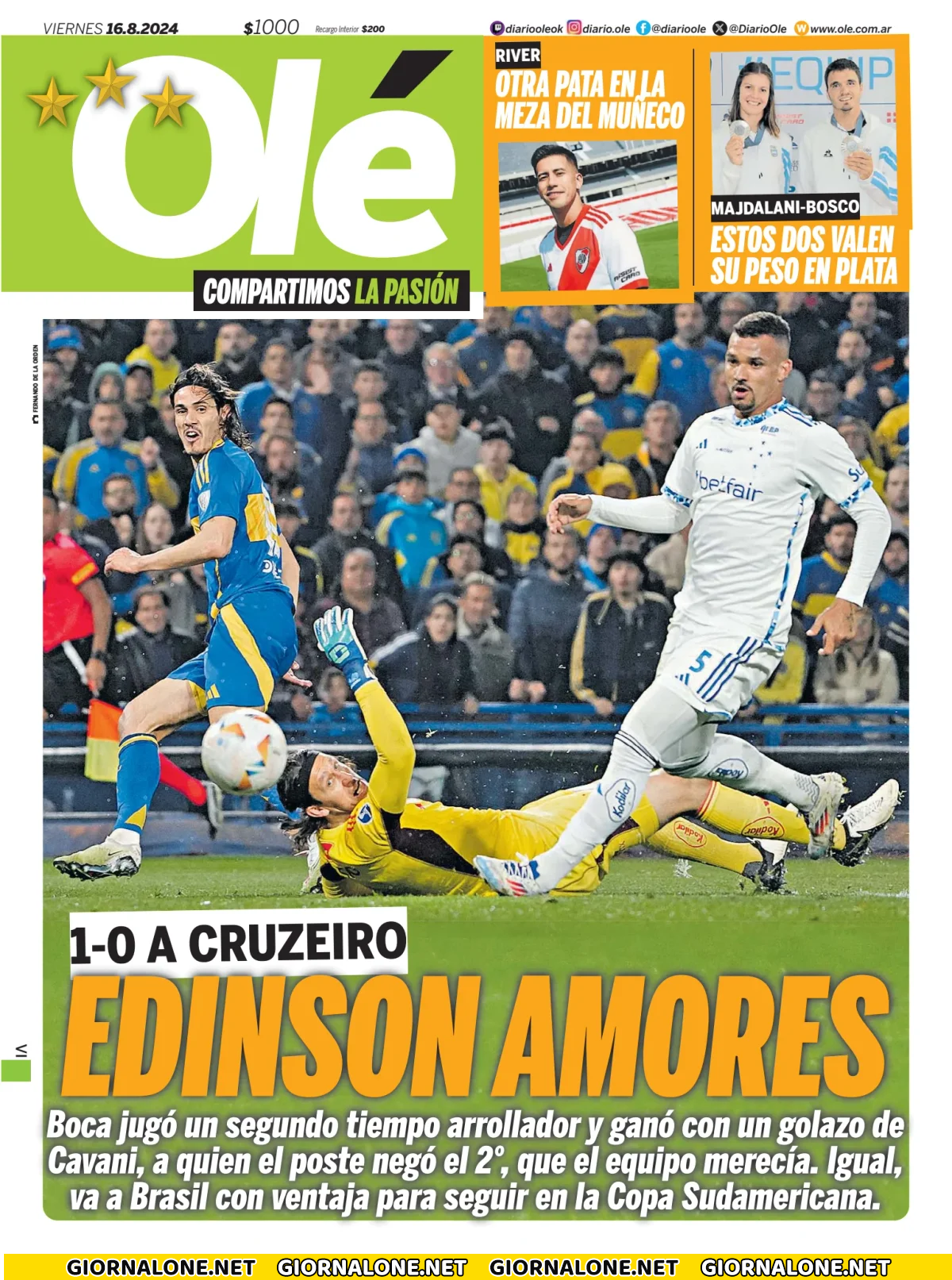 Prima pagina di Olé