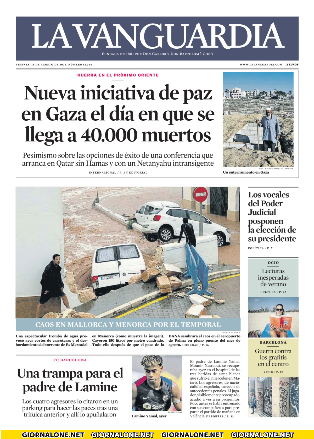 Prima pagina di La Vanguardia