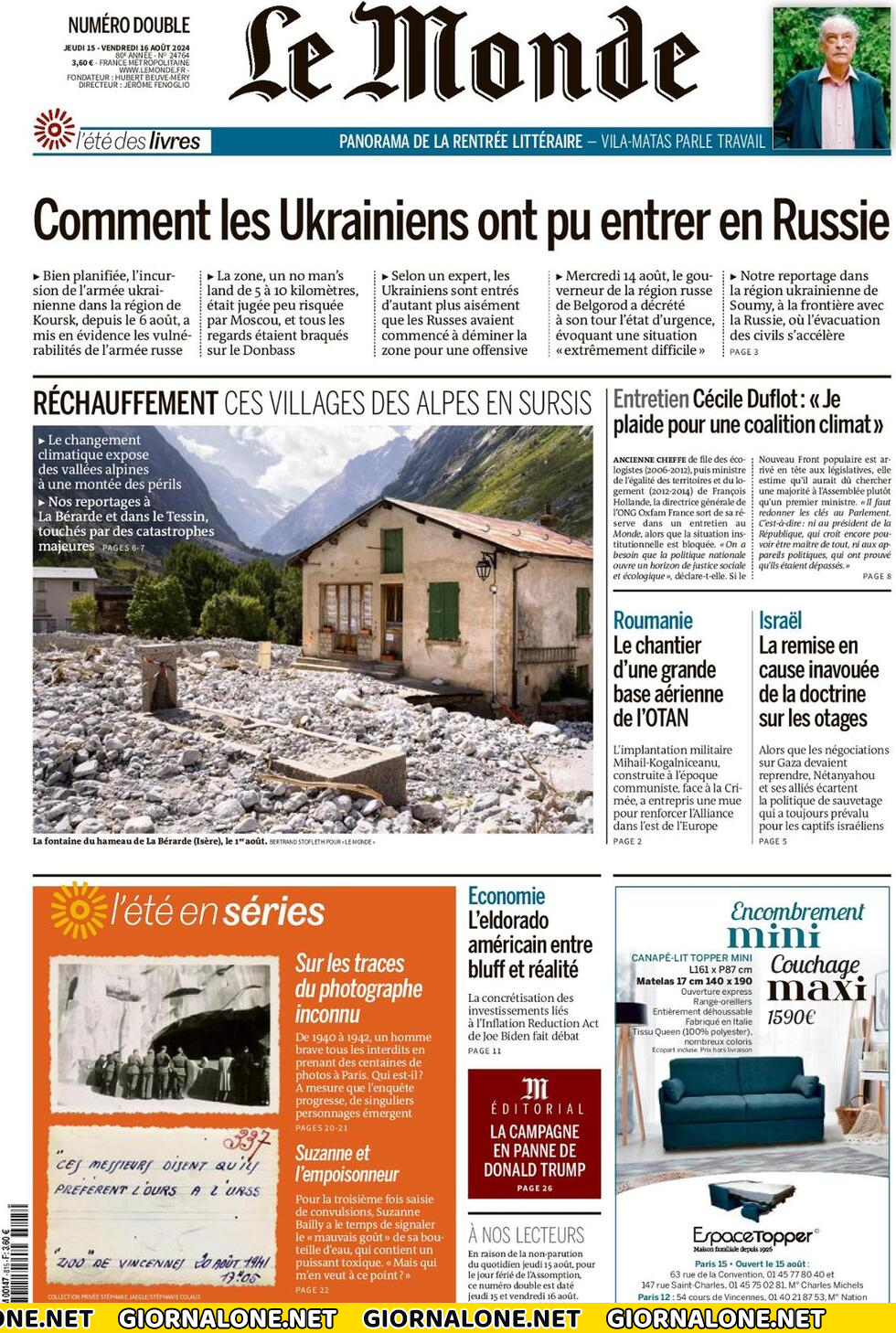 Prima pagina di Le Monde