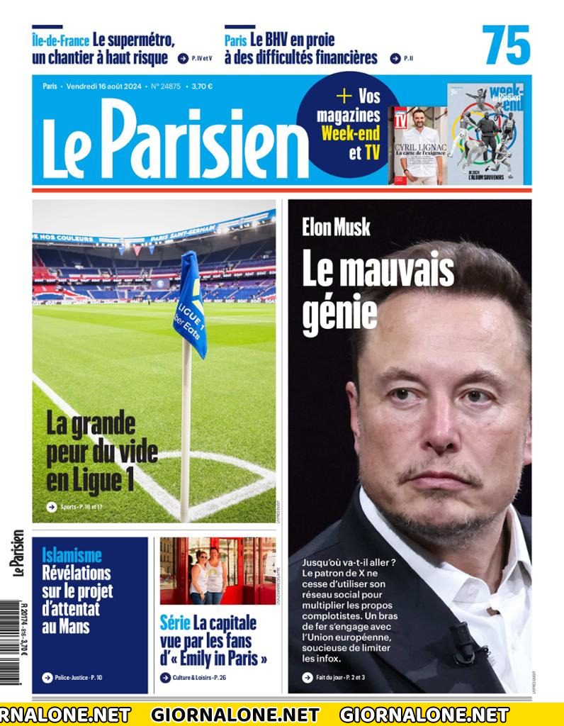 Prima pagina di Le Parisien